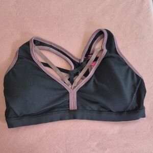La SENZA Black and Purple Sports Bra with Strappy V-Neck